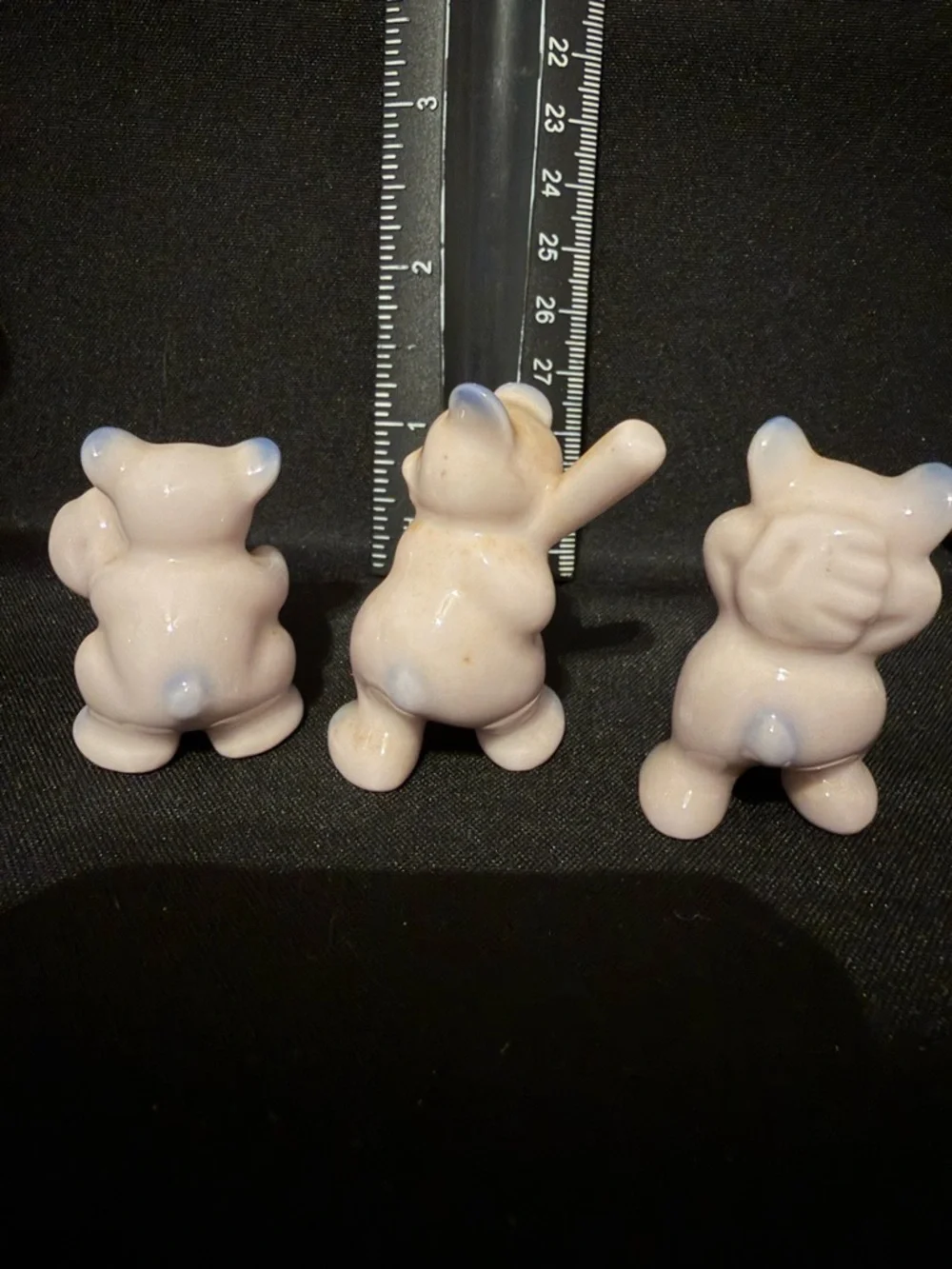 Ceramic Bear Figurines Set of 3 Baseball Theme Collectible Decorative Display